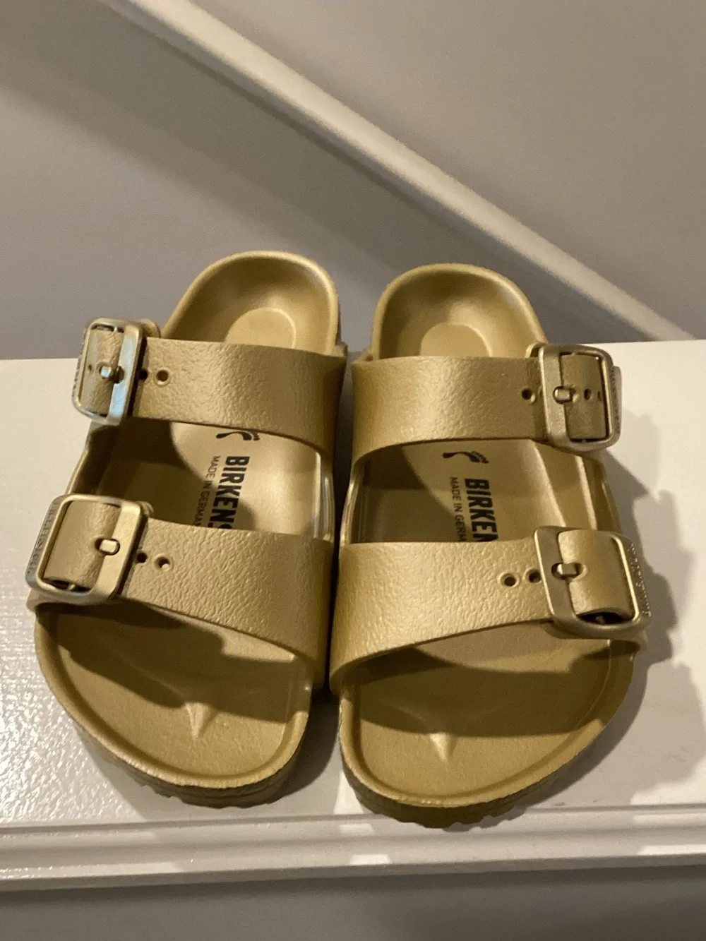 Birkenstock Kids Two-Buckle Sandals in Metallic Gold